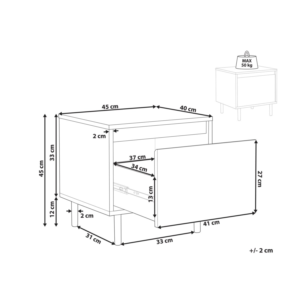 Szafka nocna 1 szuflada jasne drewno NIKEA