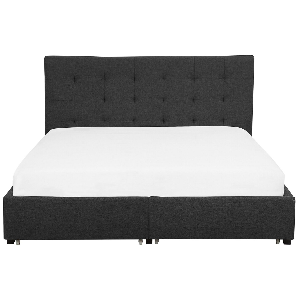 Łóżko z szufladami tapicerowane 180 x 200 cm ciemnoszare LA ROCHELLE