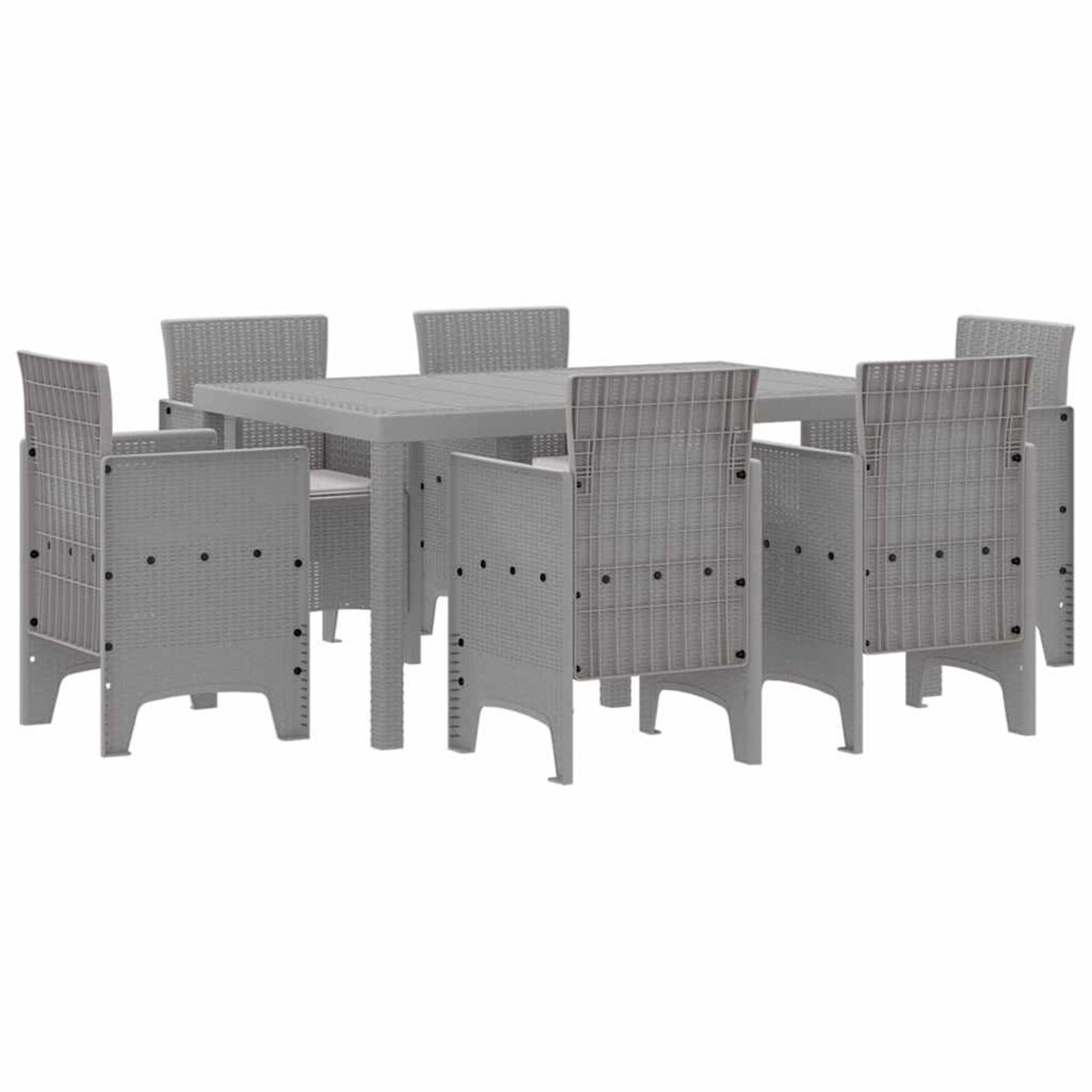 vidaXL Zestaw do jadalni w ogrodzie 7 pcs Jasnoszary Rattan Polt