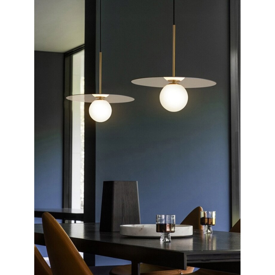 Lampa Wisząca Nowoczesna Złota Biały Szklany Klosz