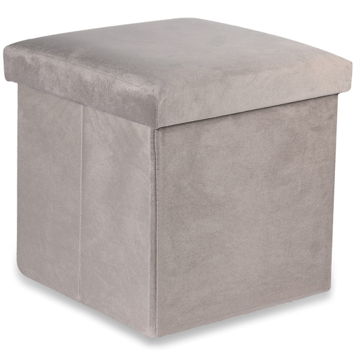 Pufa Składana M - 30X30X30 Cm Aksamit Beż