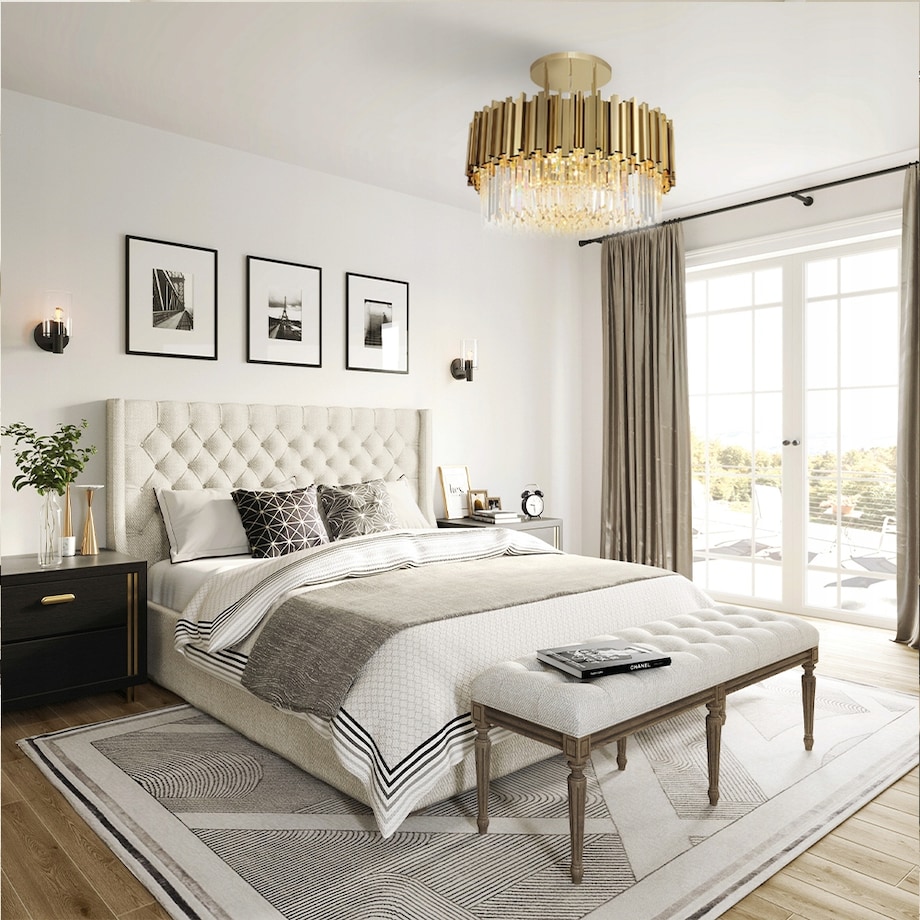 Lampa Kryształowa Sufitowa Plafon Złoty Kryształ