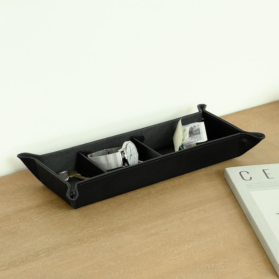 Podstawka prostokątna z przegródkami na drobiazgi Stackers czarna