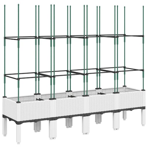 vidaXL Donica ogrodowa z kratką, biała, 160x40x142,5 cm, PP