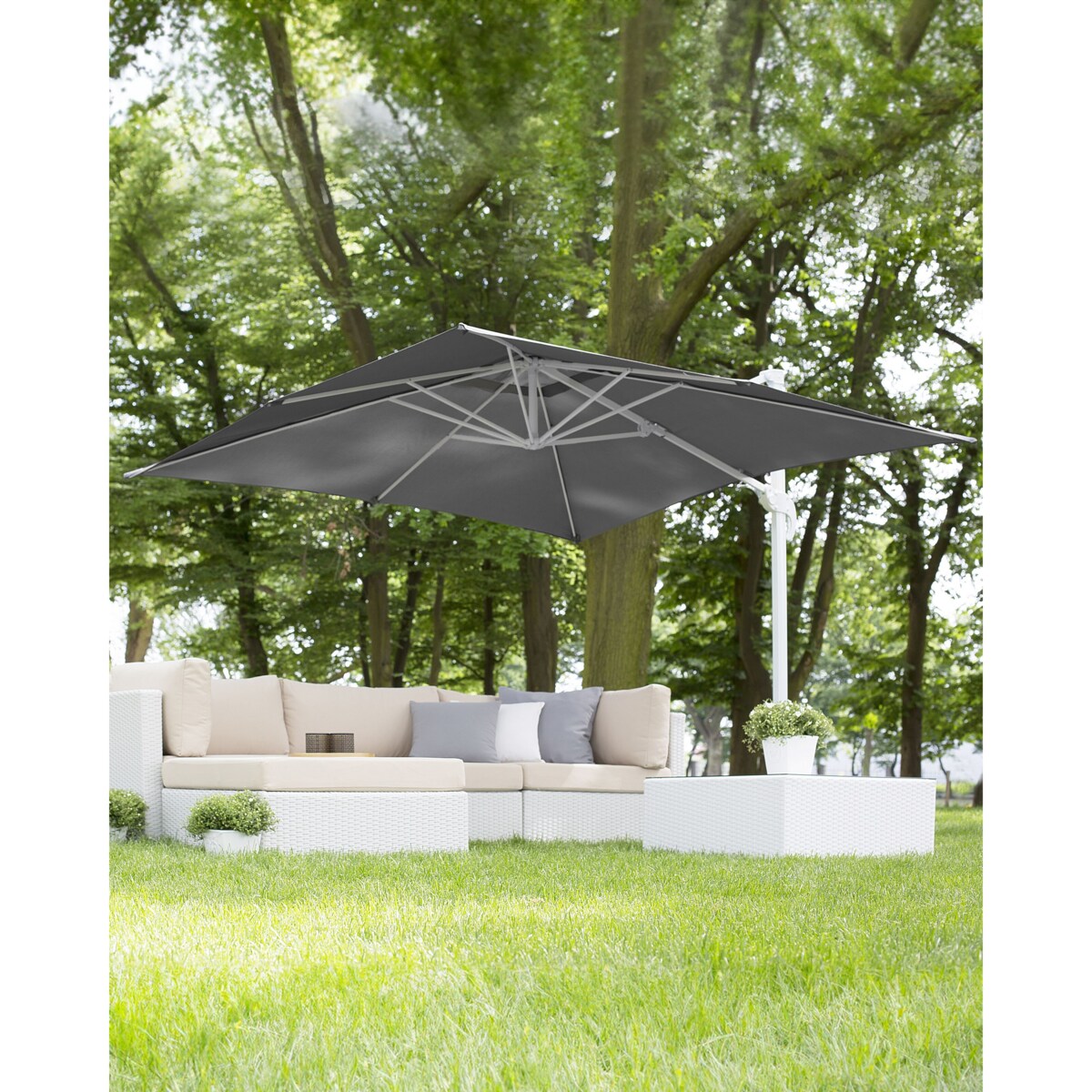 Parasol ogrodowy na wysięgniku 250 cm MONZA Ciemnoszary