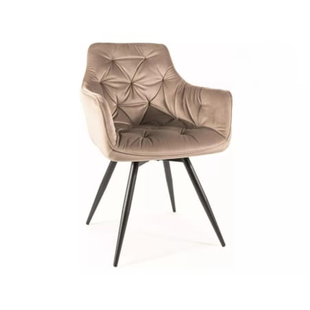 Krzesło tapicerowane MANGO VELVET ciemnobeżowe obracane