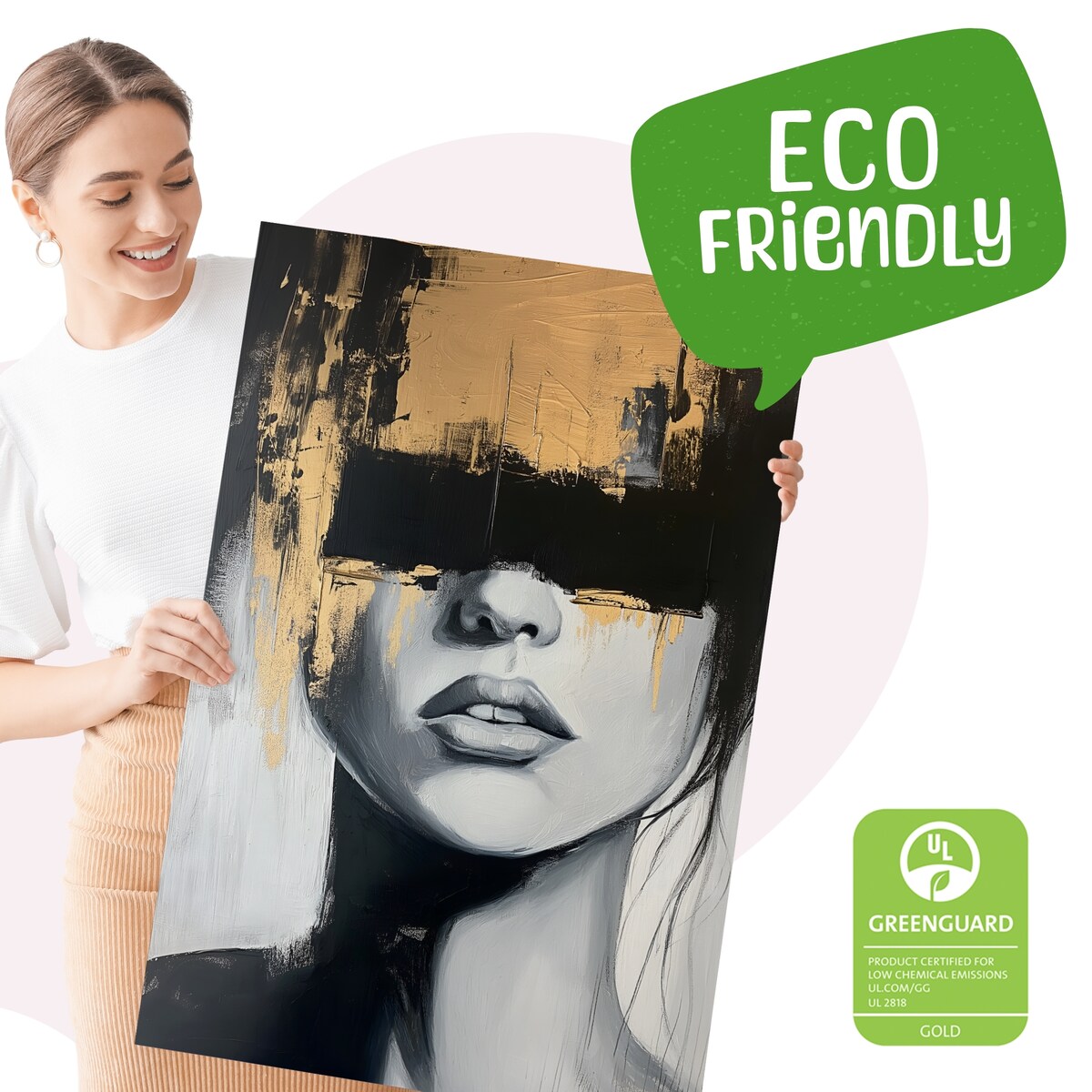 DUŻY OBRAZ NA PŁÓTNIE DO SYPIALNI ABSTRAKCJA PORTRET KOBIETY GLAMOUR 80x120cm