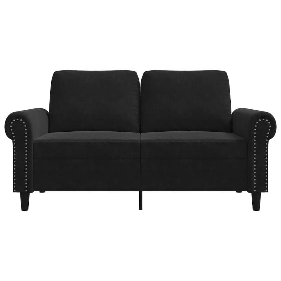 vidaXL Sofa 2-osobowa, czarna, 120 cm, tapicerowana aksamitem