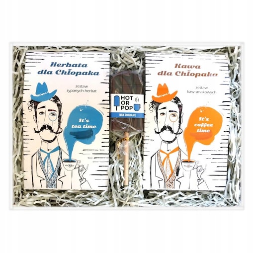 PREZENT UPOMINEK BOX ZESTAW MIX KAWY HERBATY LIZAK CZEKOLADOWY NA DZIEŃ CHŁOPAKA - DLA FACETA MĘŻCZYZNY TATY BRATA KOLEGI WUJKA TEŚCIA