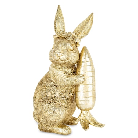 Figurka - złota króliczka z marchewką 21x14x8,5 cm KAROTO