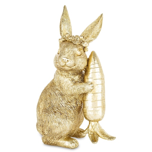 Figurka - złota króliczka z marchewką 21x14x8,5 cm KAROTO