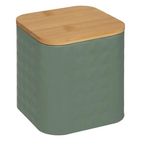 Pojemnik metalowy z bambusową pokrywą, EXTRA, 1.2 L, zielony