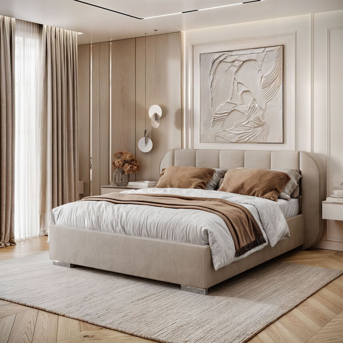 Łóżko tapicerowane AMARA SILVER, pojemnik, stelaż 32, 140x200, Royal Velvet 87180