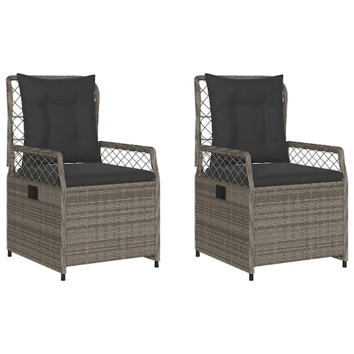 vidaXL Rozkładane fotele ogrodowe, 2 szt., szare, polirattan