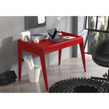 Drewniane bukowe biurko / toaletka z szufladami Visby LISA / kolor bordowy