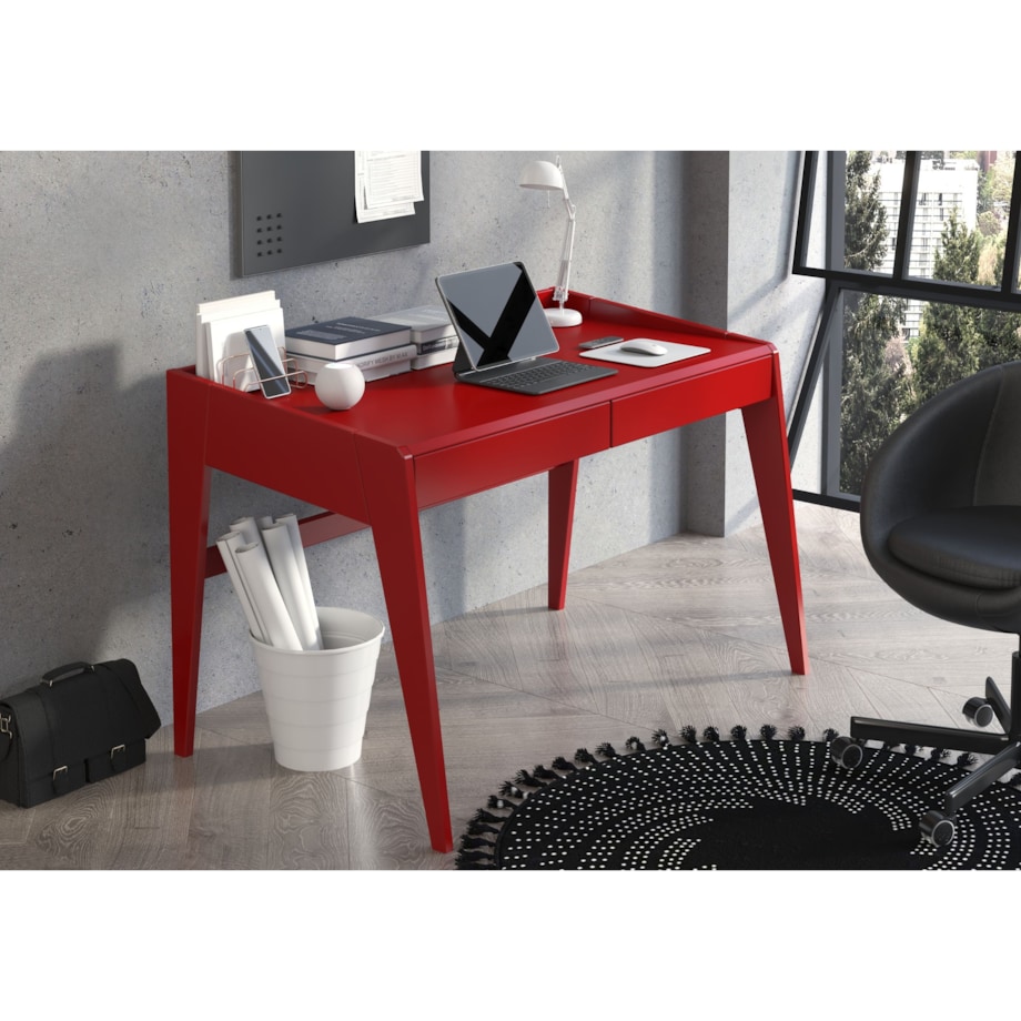 Drewniane bukowe biurko / toaletka z szufladami Visby LISA / kolor bordowy