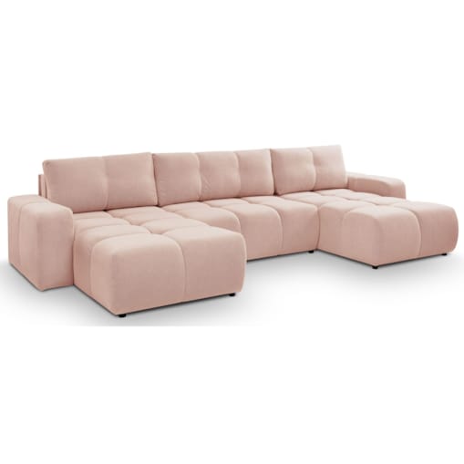 Nowoczesny Narożnik U SOHI z funkcją spania, Curio 60 - Jasny róż
