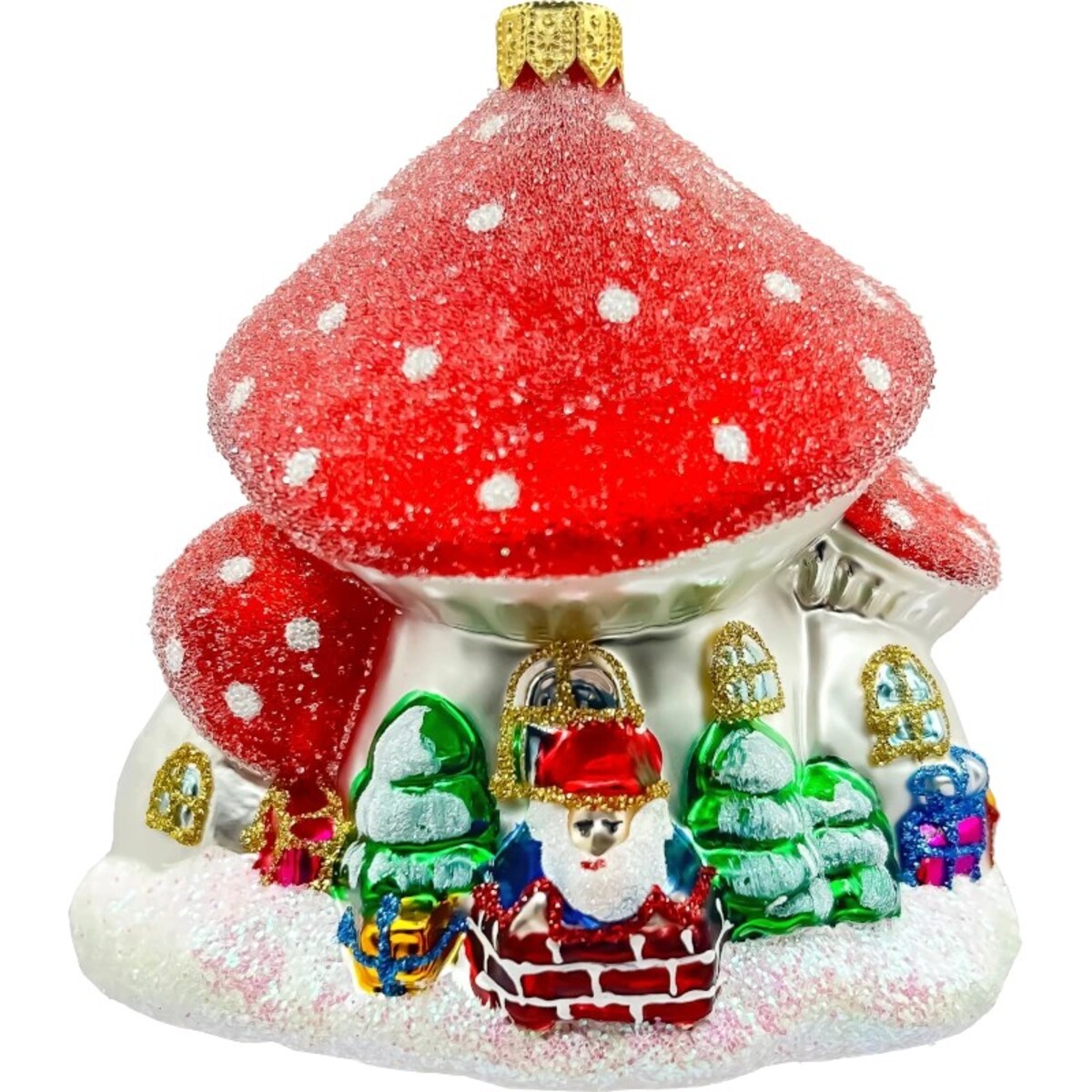 Bombka choinkowa: Domek Grzybek z Mikołajem