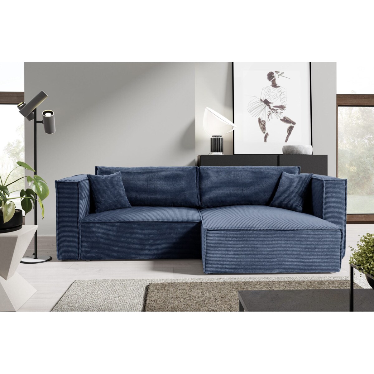 Narożnik KEYMON z funkcją spania sztruks Kolor: POSO 05