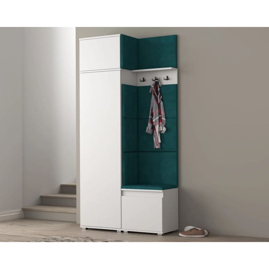 Garderoba z nadstawką i siedziskiem SINGAPUR 104 biała/zielona