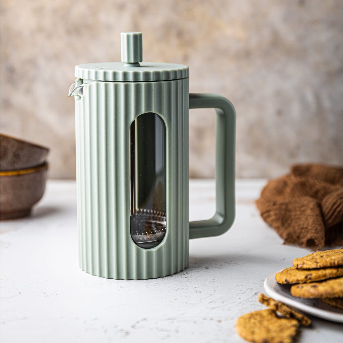 Zaparzacz do herbaty kawy szklany French Press 350 ml zielony KLAUSBERG