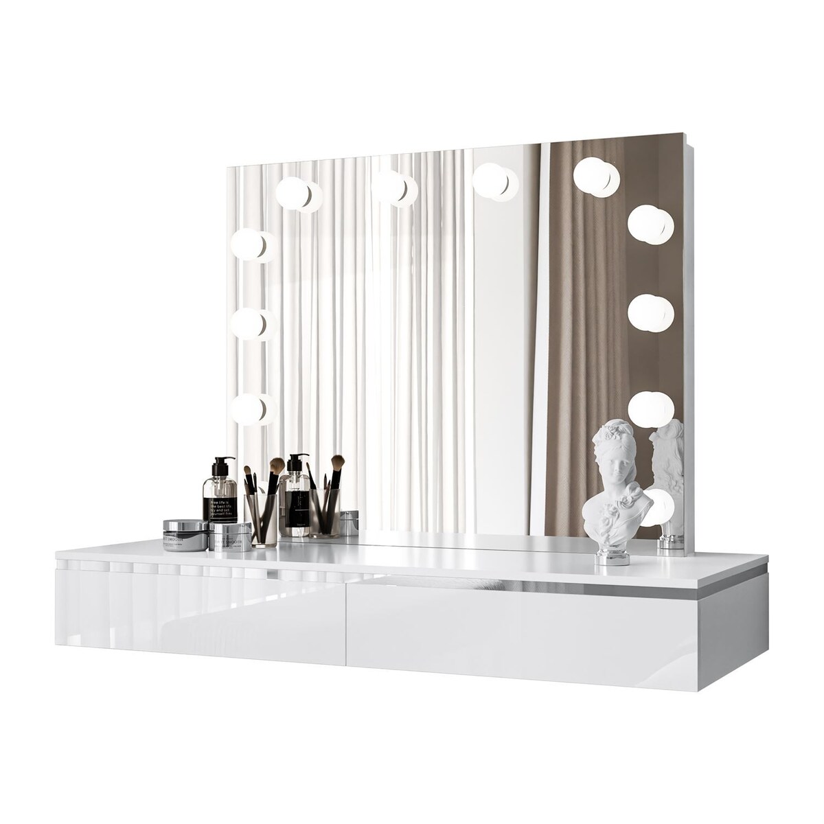 Toaletka kosmetyczna AURORA SILVER ELITE wisząca z lustrem biały połysk