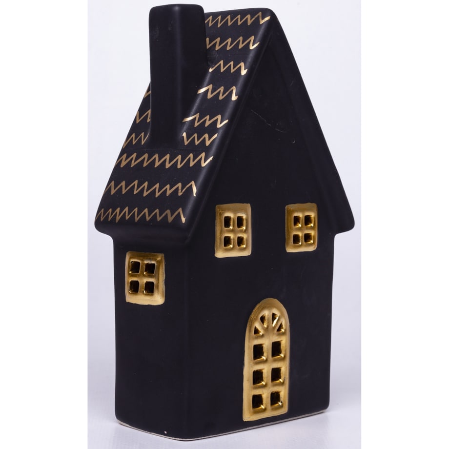 Dolomitowy czarny domek LED 19x12x6,5 cm JOUDA