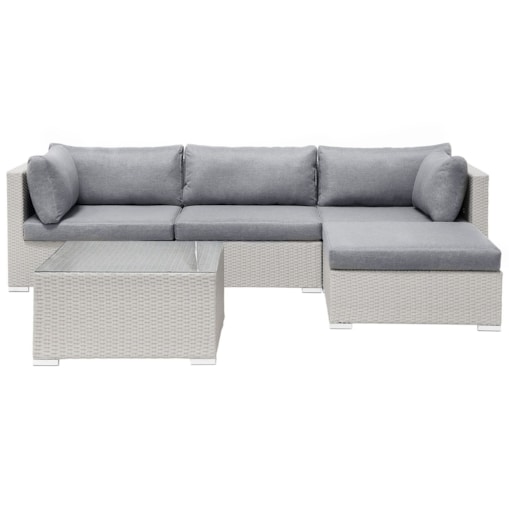 Zestaw ogrodowy z technorattanu 4-osobowy szary SANO II