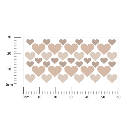 Naklejki Ścienne Dla Dzieci BEŻOWE Serduszka Serca Styl Boho ZESTAW