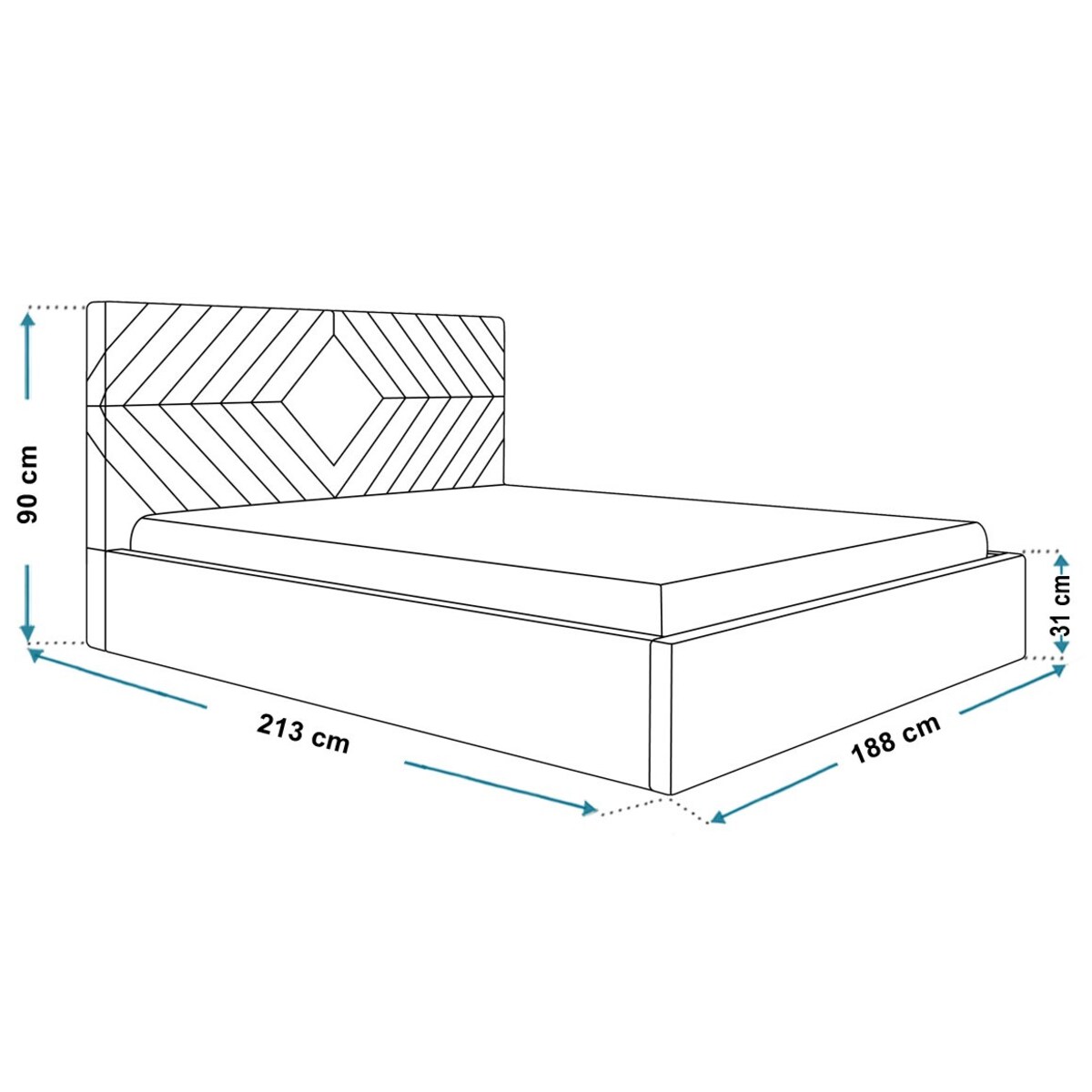 Łóżko do sypialni 180x200 OLDO 2 tapicerowane, z pojemnikiem- szare