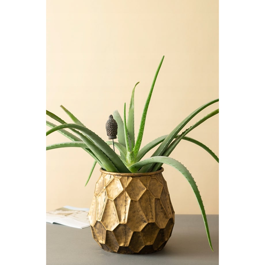 OSŁONKA NA DONICZKĘ INCA metalowa złota śr. 20cm