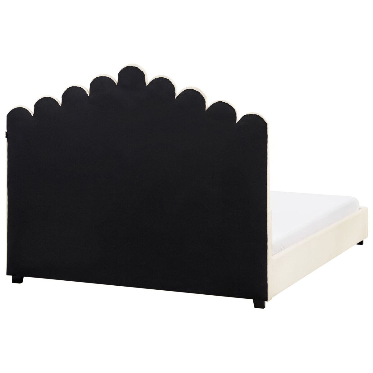 Łóżko Welur VINCENNES 140 x 200 cm Złamana biel