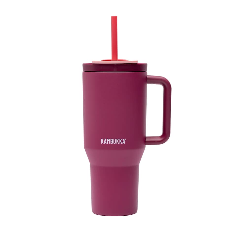 Kubek termiczny ze słomką Rio 950ml - Burgundy Bloom
