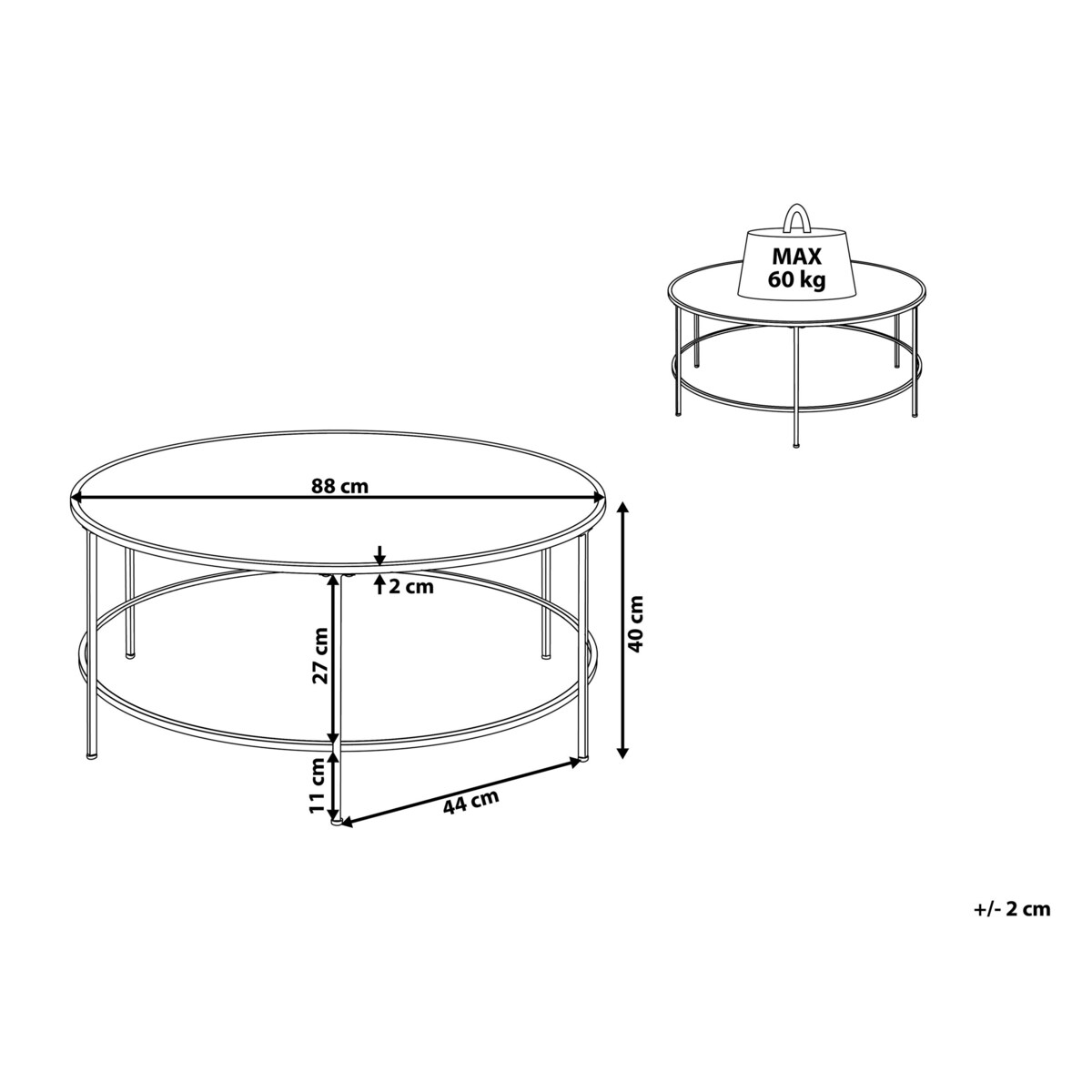 Stolik kawowy czarno-złoty FLORENCE