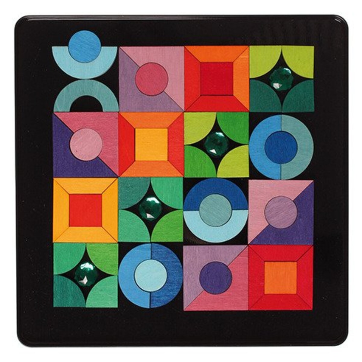 Układanka magnetyczna Kształty Geometryczne i Klejnoty - drewniane klocki Grimm's 6+