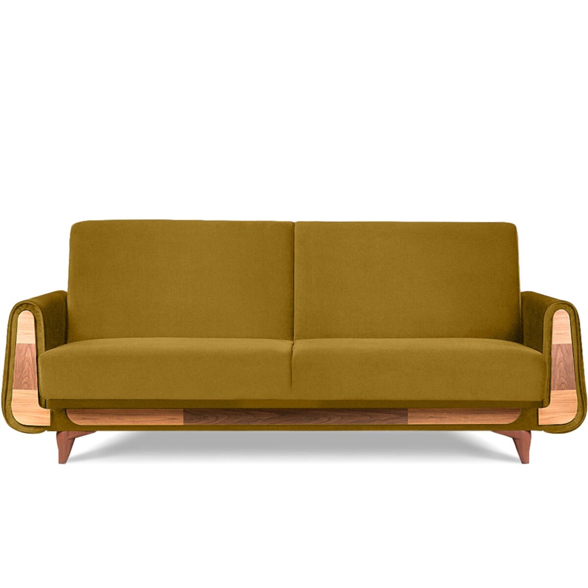 KONSIMO GUSTAVO Żółta aksamitna rozkładana sofa