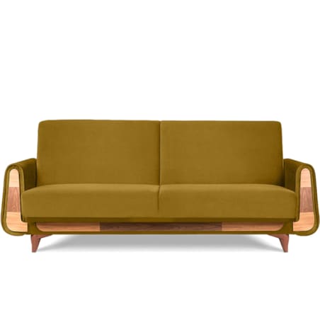 KONSIMO GUSTAVO Żółta aksamitna rozkładana sofa