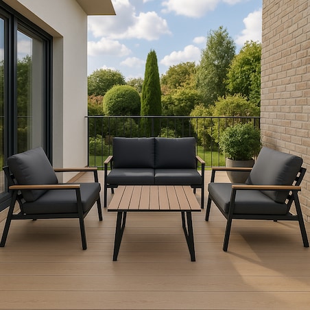 Zestaw Mebli Ogrodowych Komplet 2X Krzesło Sofa Stolik Na Taras Balkon Duży