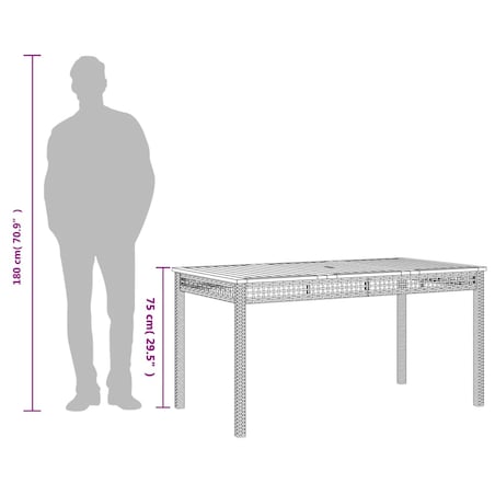 vidaXL Stół ogrodowy, beżowy, 140x80x75 cm, polirattan i akacja