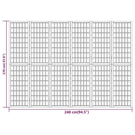 vidaXL Składany parawan 6-panelowy, styl japoński, 240x170 cm, biały
