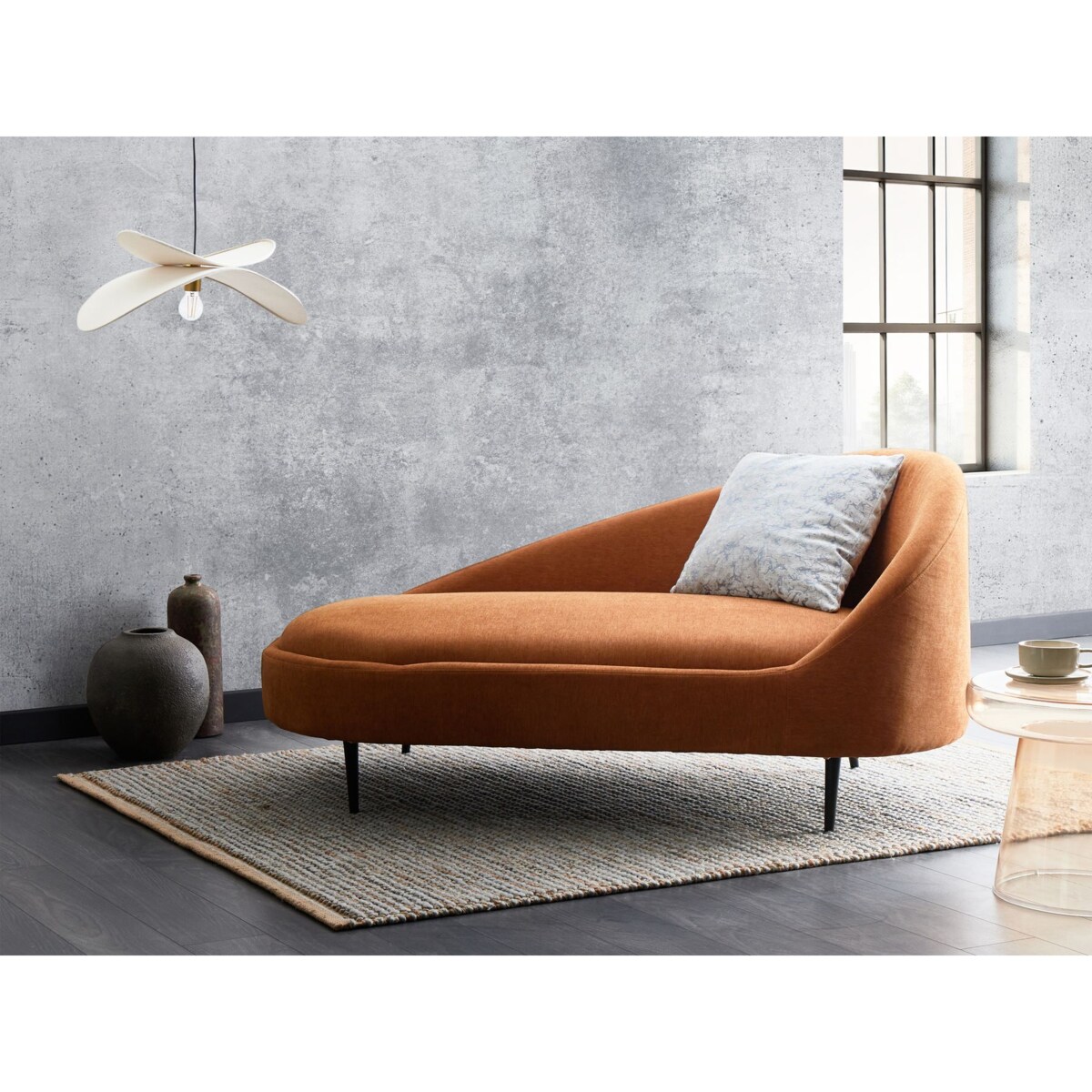 Szezlong prawostronny pomarańczowy VALREAS