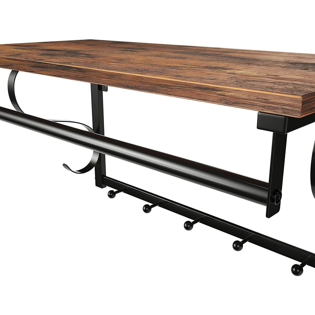 Półka Z Wieszakami 60X30X31,7 Cm Rustykalny Brąz, Czarny