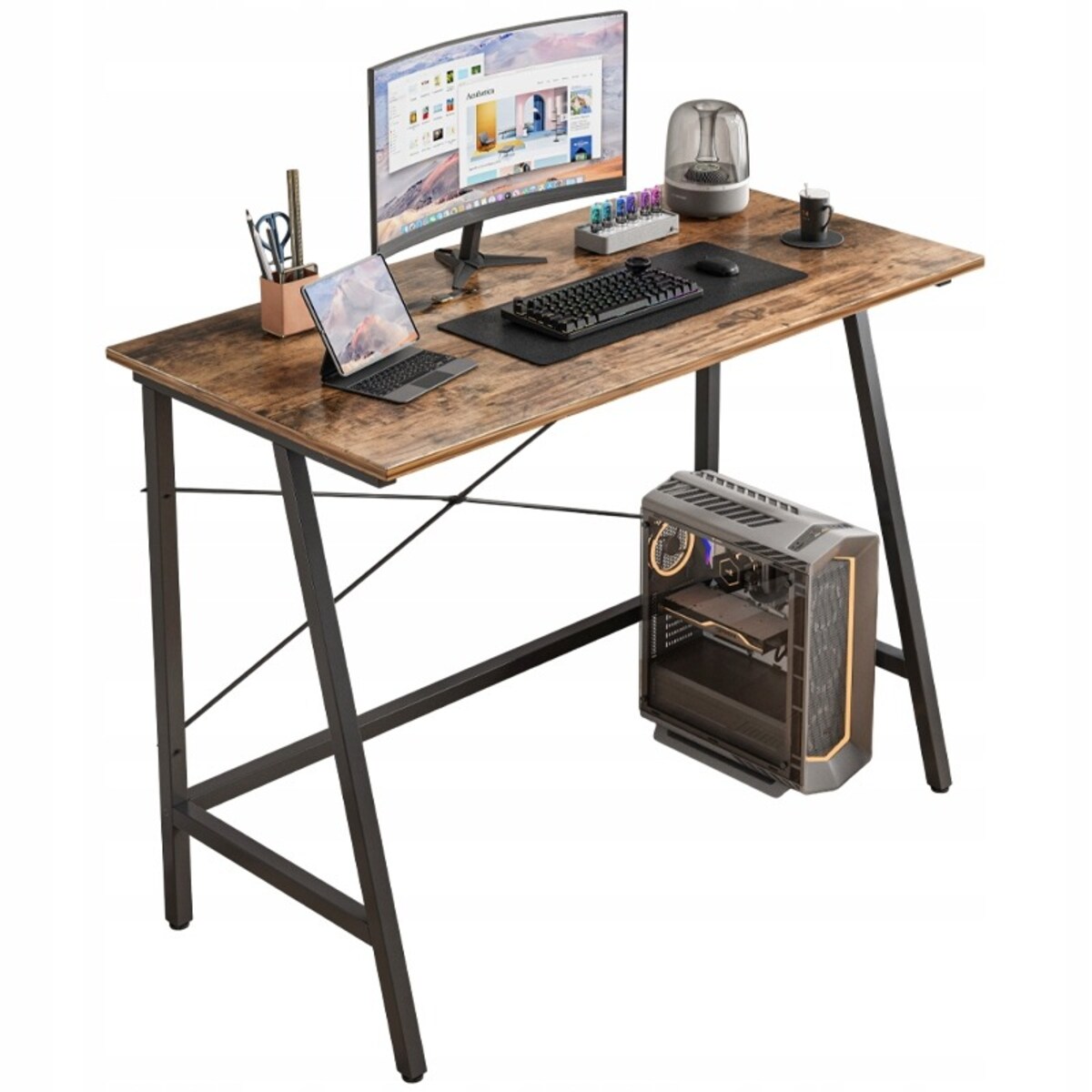 Biurko komputerowe loft industrialne szkolne rustykalny brąz retro 100 cm