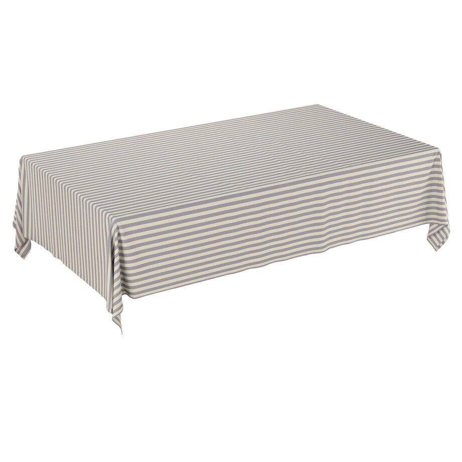 Obrus prostokątny 130 x 130 cm granatowo-białe pasy (1,5cm)