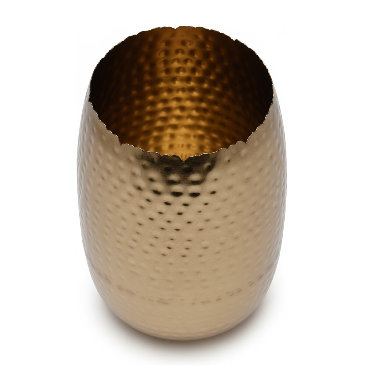 Wazon Metalowy Zdobiony Dekoracyjny 18X29 Cm Waza Ozdobna Na Kwiaty Złoty