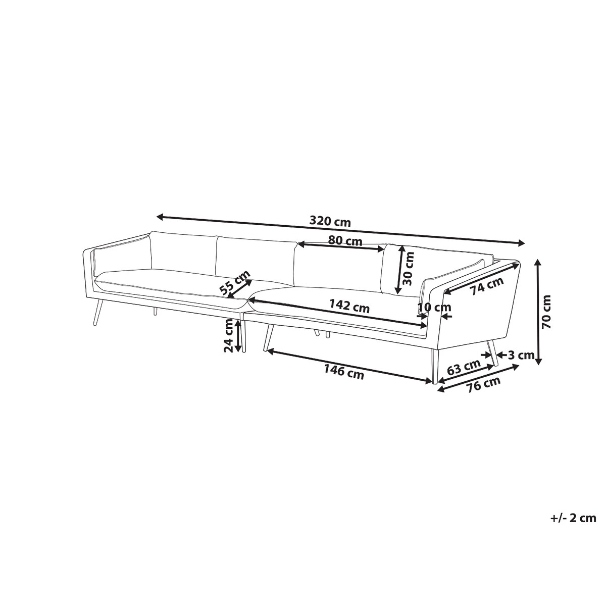 Sofa ogrodowa dla 4 osób LORETELLO Szary