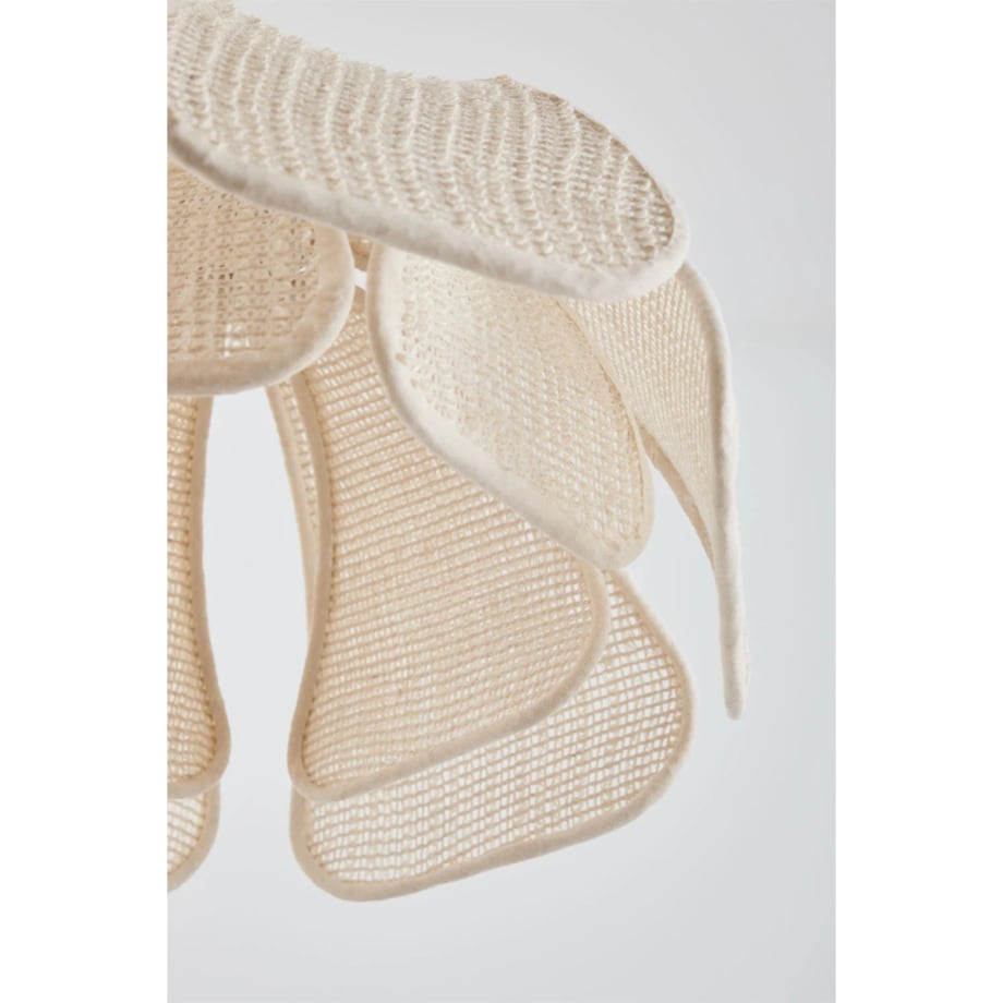 Lampa wisząca z lnu i bawełny, kremowa, Vidson Ø50 cm