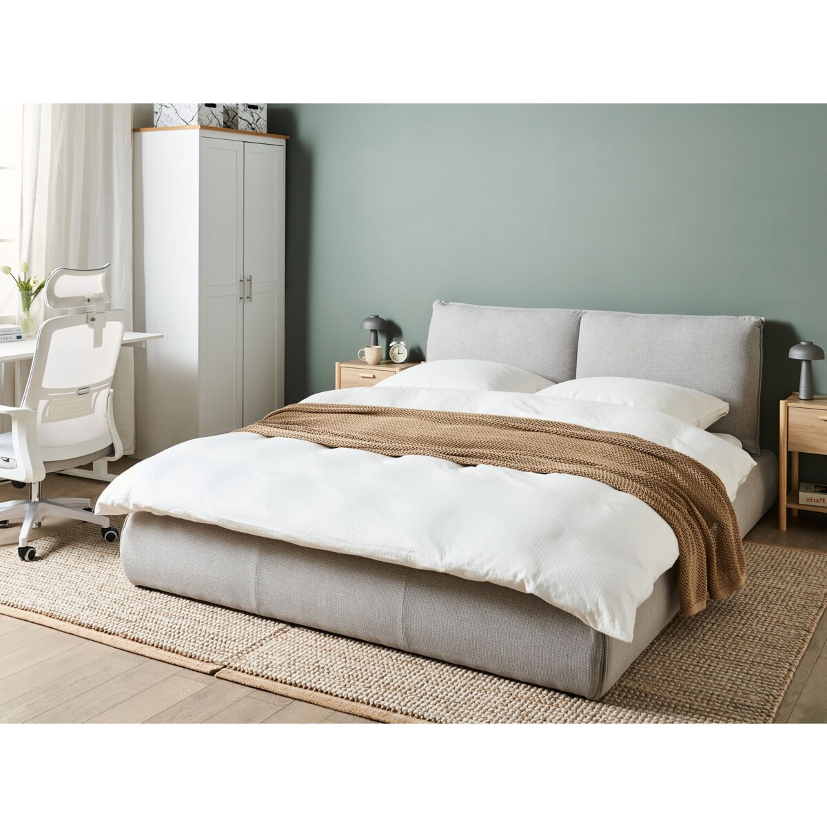 Łóżko wodne VINAY 160 x 200 cm Jasnoszary