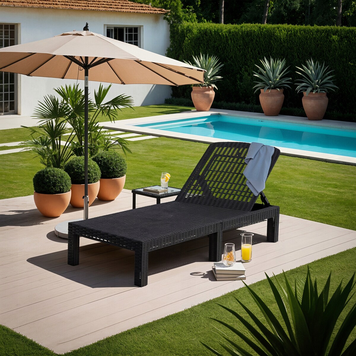 Leżak Ogrodowy Rattanowy Turystyczny Rozkładany Leżanka Łóżko ARIZONA