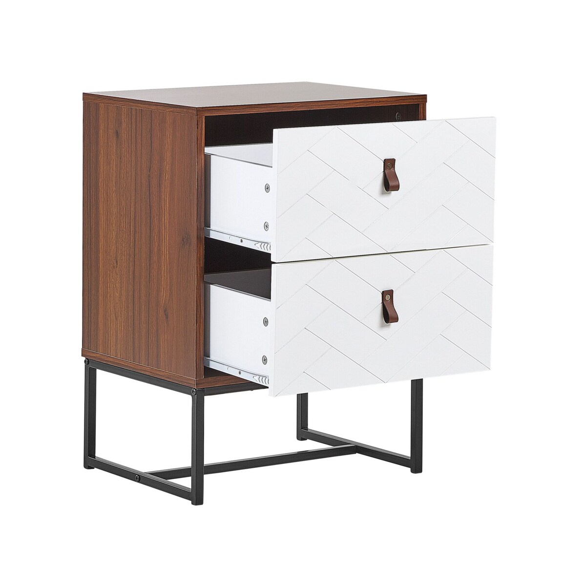 Szafka nocna ciemne drewno z białym NUEVA